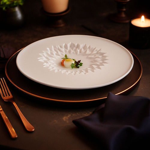 28.7 cm - Essentia Magnesium Cave Piatto Presentazione In Porcellana Set 2 Pz