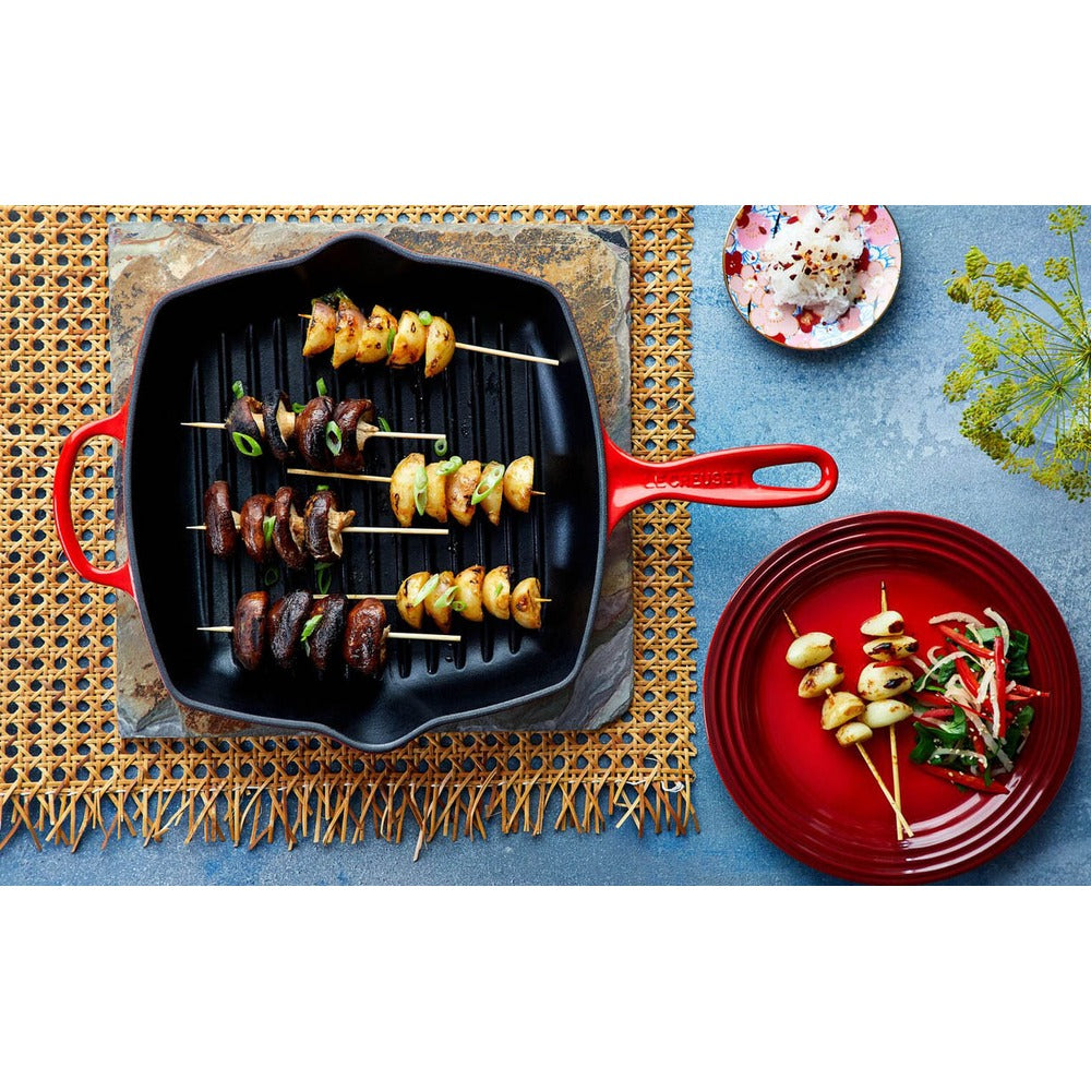 26 cm - Le Creuset Evolution Skillet Bistecchiera Quadrata In Ghisa Vetrificata