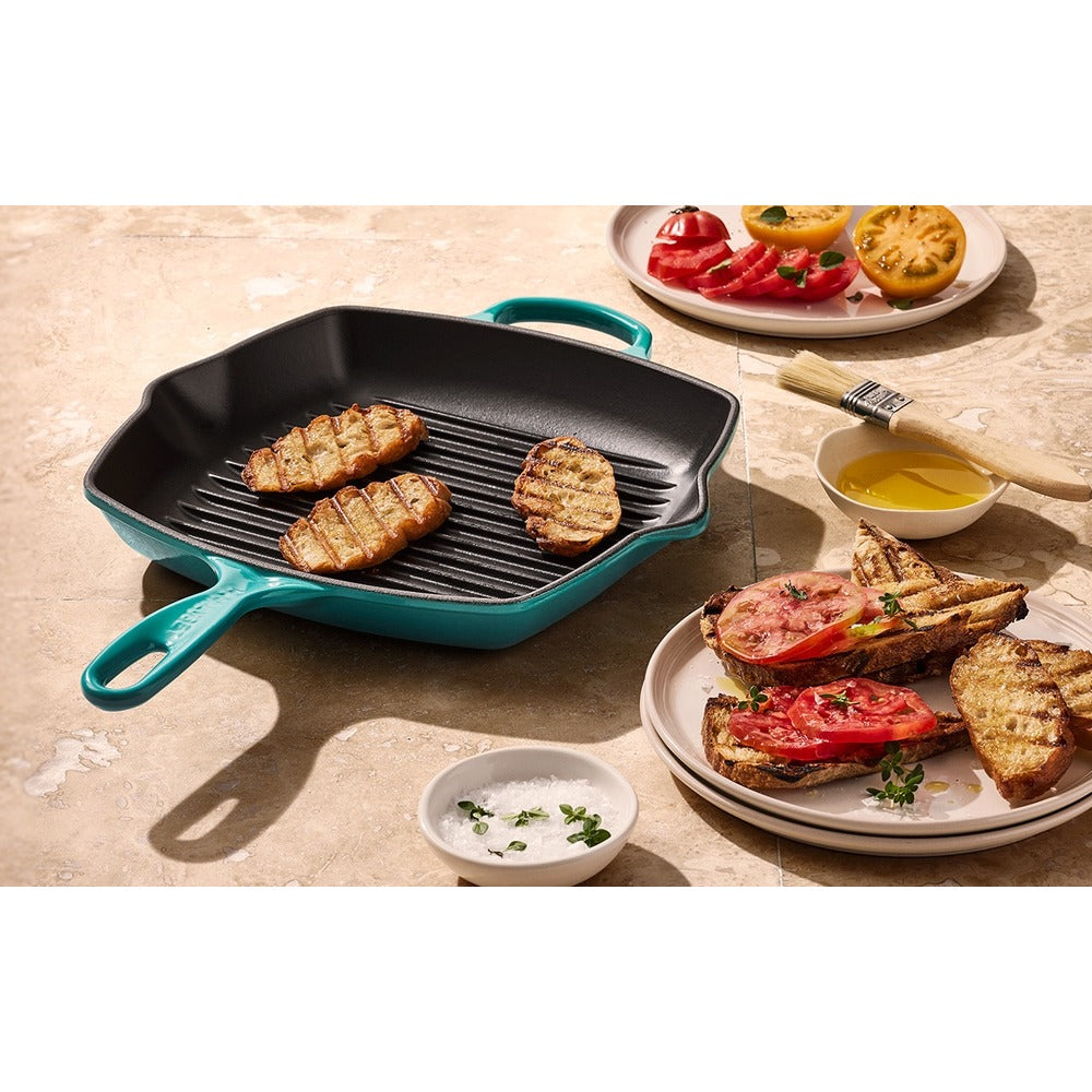 26 cm - Le Creuset Evolution Skillet Bistecchiera Quadrata In Ghisa Vetrificata