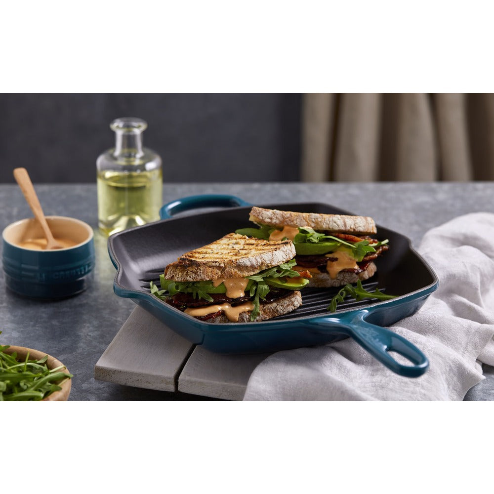 26 cm - Le Creuset Evolution Skillet Bistecchiera Quadrata In Ghisa Vetrificata