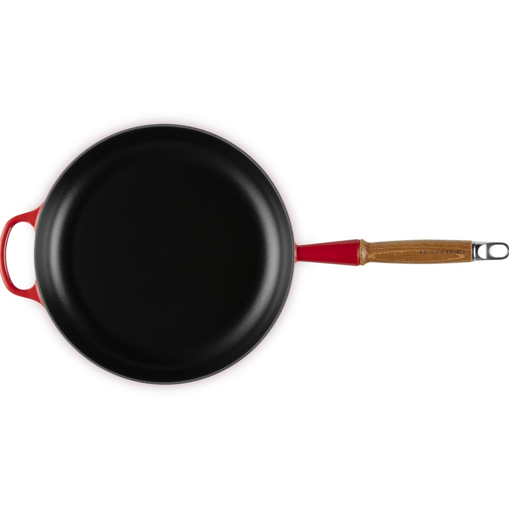 28 cm - Le Creuset Evolution Padella Bassa In Ghisa Vetrificata Con Manico In Legno