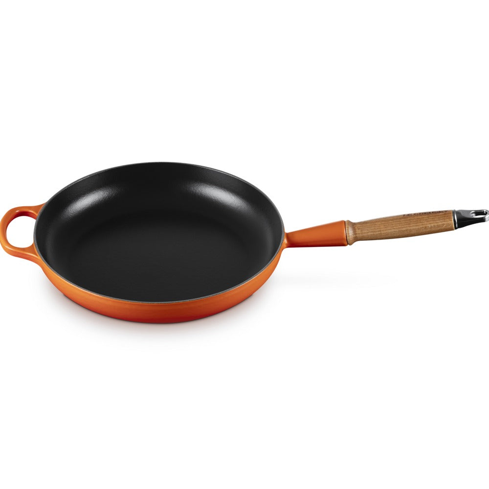 28 cm - Le Creuset Evolution Padella Bassa In Ghisa Vetrificata Con Manico In Legno