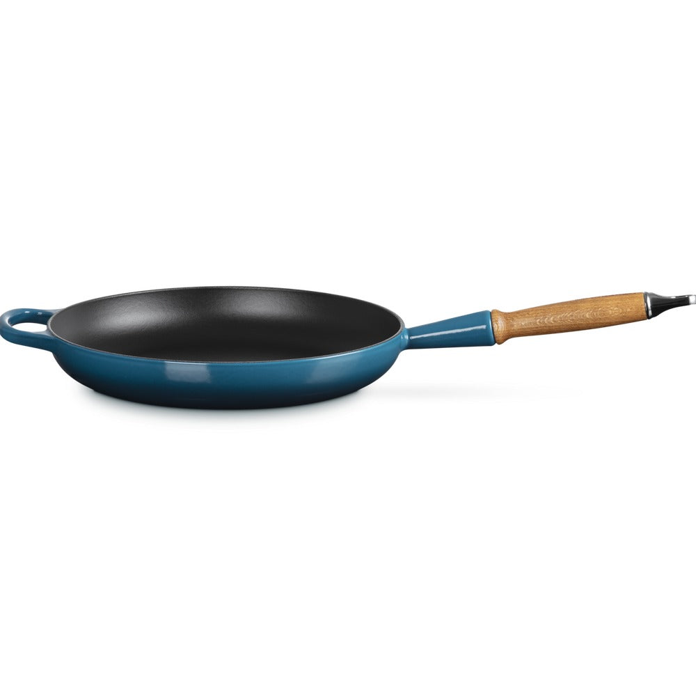 28 cm - Le Creuset Evolution Padella Bassa In Ghisa Vetrificata Con Manico In Legno