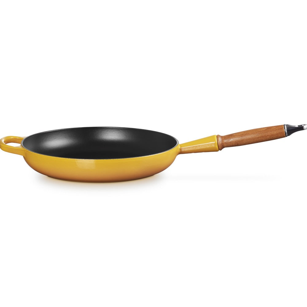 28 cm - Le Creuset Evolution Padella Bassa In Ghisa Vetrificata Con Manico In Legno