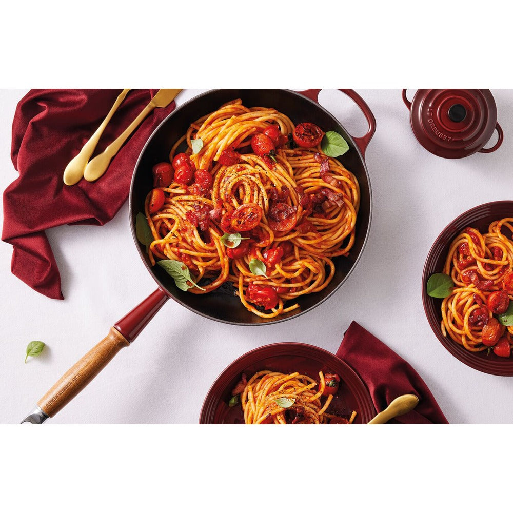 28 cm - Le Creuset Evolution Padella Bassa In Ghisa Vetrificata Con Manico In Legno