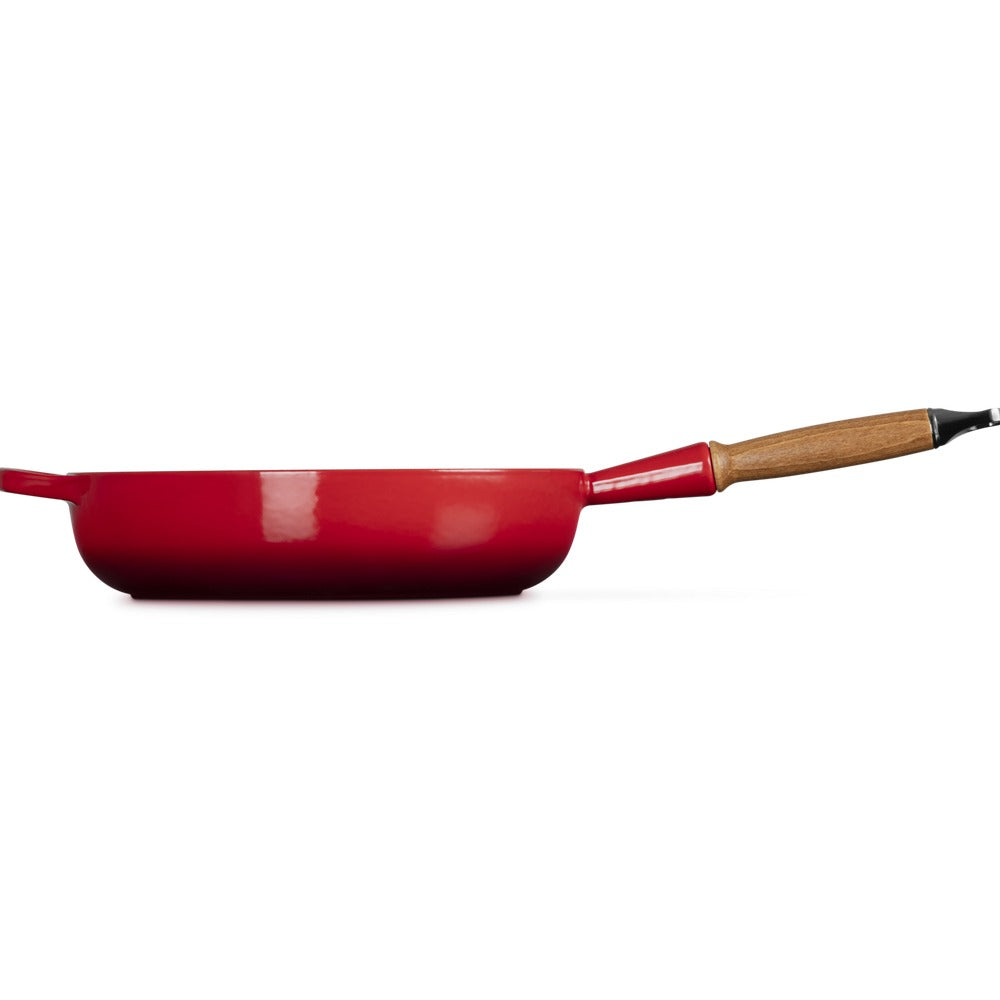 28 cm - Evolution Poêle Haute En Fonte Avec Manche En Bois