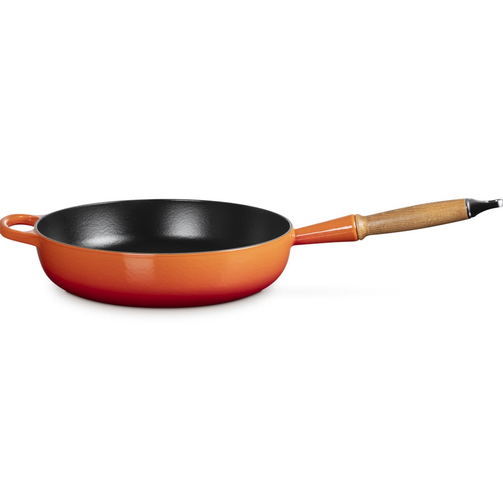 28 cm - Evolution Poêle Haute En Fonte Avec Manche En Bois