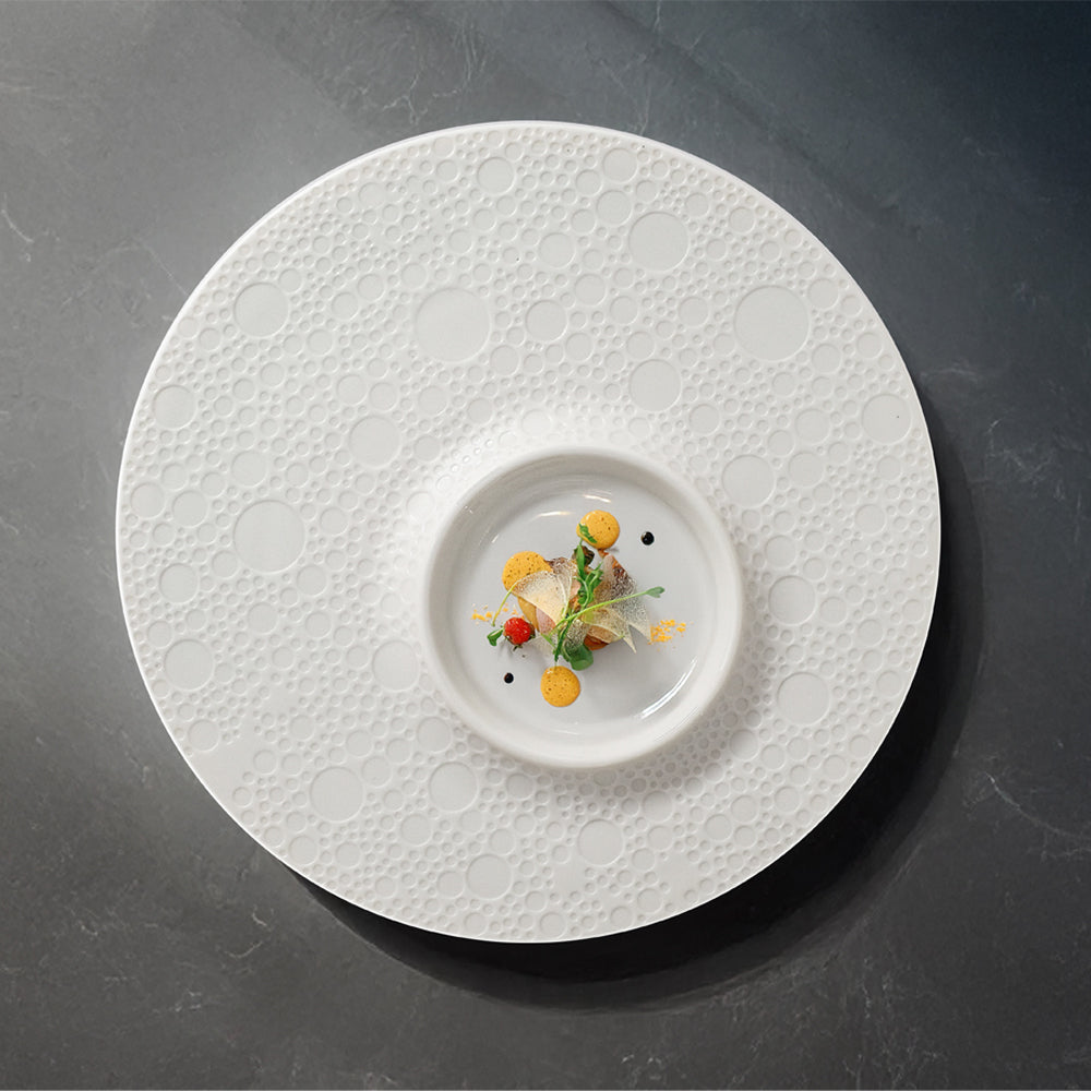 25.7 cm - Essentia Moon Piatto Presentazione Decorato In Porcellana Set 4 Pz