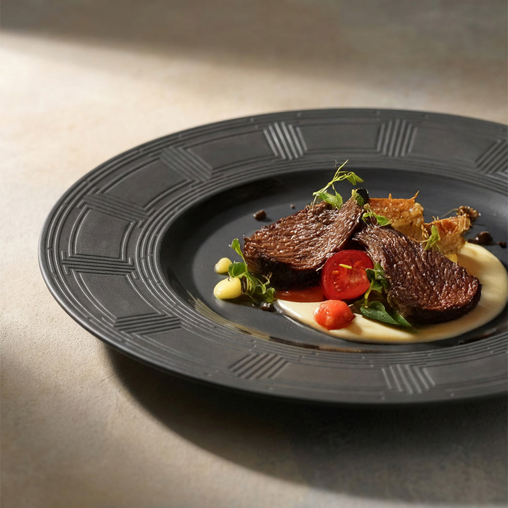 26.4 cm - Essentia Labyrinth Piatto Piano In Porcellana Set 4 Pz