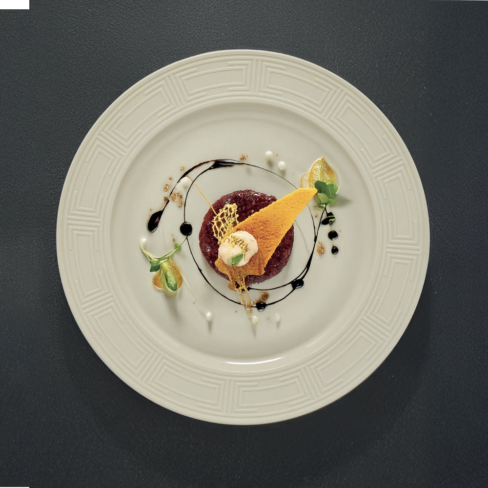 26.4 cm - Essentia Labyrinth Piatto Piano In Porcellana Set 4 Pz