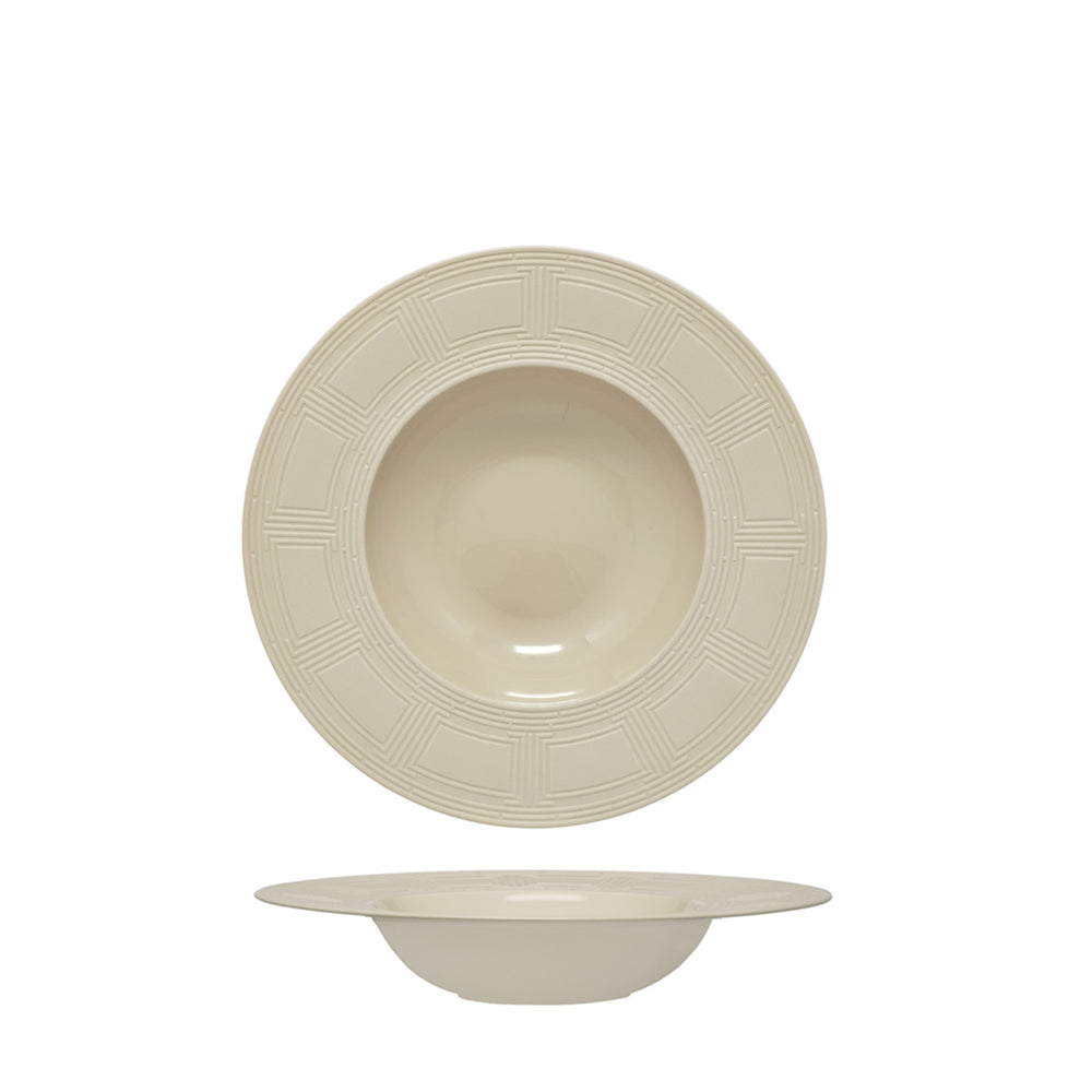 23 cm - Essentia Labyrinth Piatto Fondo Gourmet In Porcellana Set 4 Pz