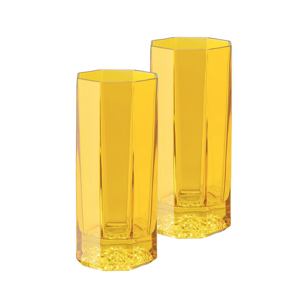 27.5 cl - Versace Medusa Lumiere Rhapsody Bicchiere Cocktail Long Drink In Cristallo - Set 2 Pz