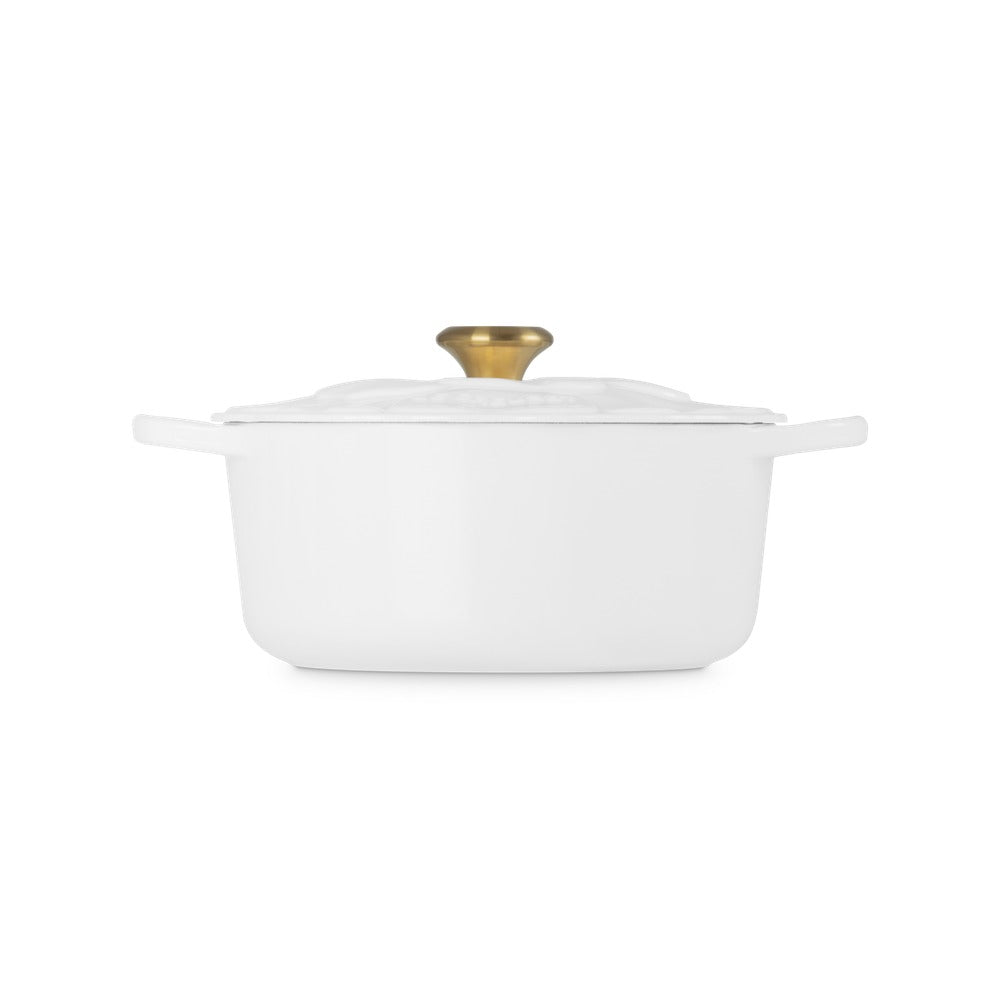 26 cm - Le Creuset Evolution Cocotte Rotonda Con Coperchio a Fiore In Ghisa Vetrificata