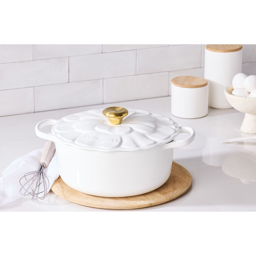 26 cm - Le Creuset Evolution Cocotte Rotonda Con Coperchio a Fiore In Ghisa Vetrificata