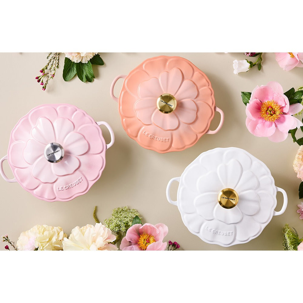 26 cm - Le Creuset Evolution Cocotte Rotonda Con Coperchio a Fiore In Ghisa Vetrificata