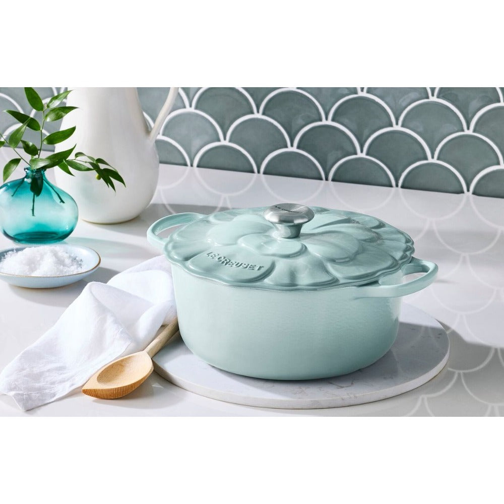 26 cm - Le Creuset Evolution Cocotte Rotonda Con Coperchio a Fiore In Ghisa Vetrificata