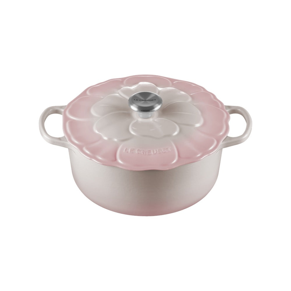 26 cm - Le Creuset Evolution Cocotte Rotonda Con Coperchio a Fiore In Ghisa Vetrificata