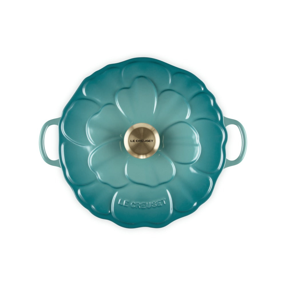 26 cm - Le Creuset Evolution Tegame Basso Rotondo Con Coperchio a Fiore In Ghisa Vetrificata