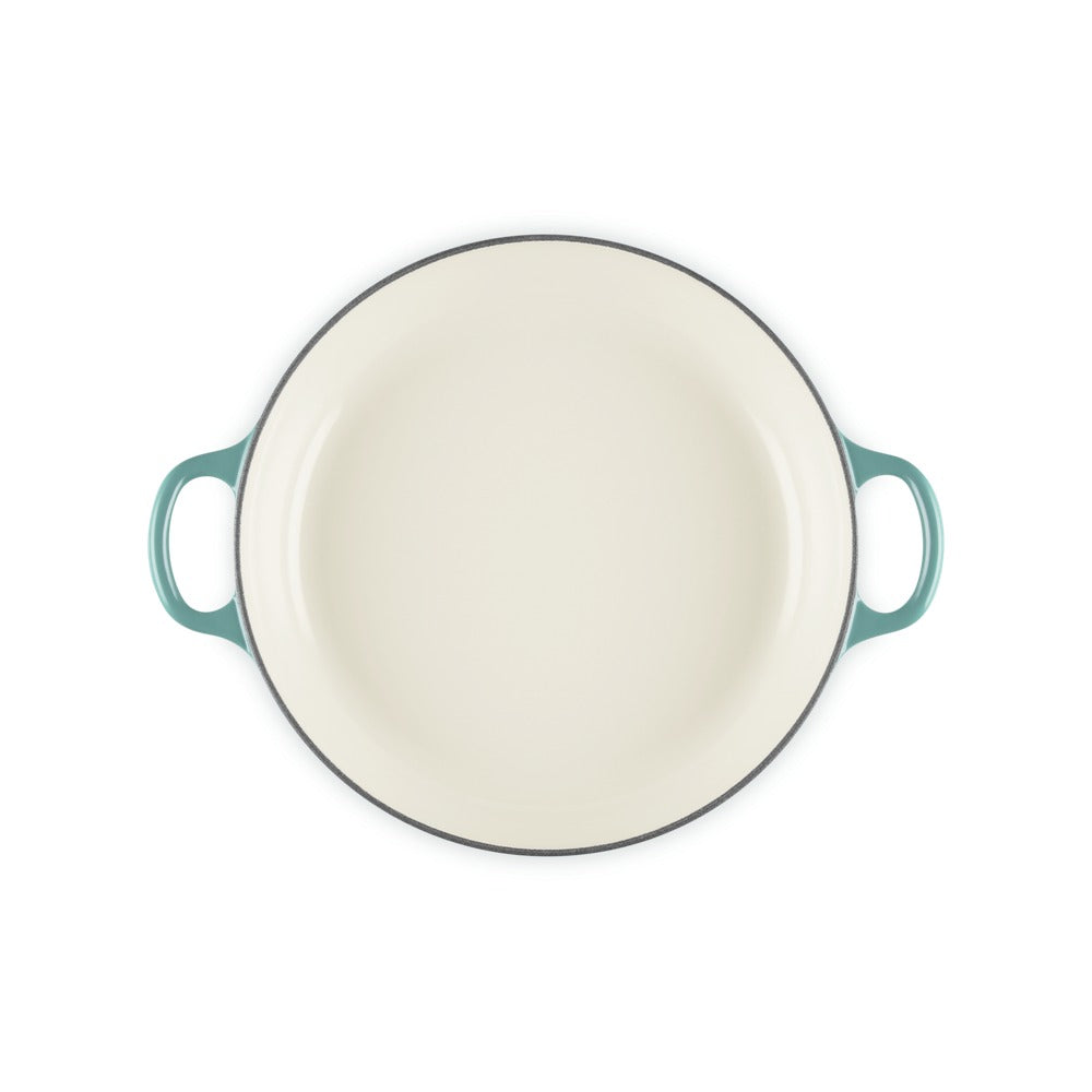 26 cm - Le Creuset Evolution Tegame Basso Rotondo Con Coperchio a Fiore In Ghisa Vetrificata