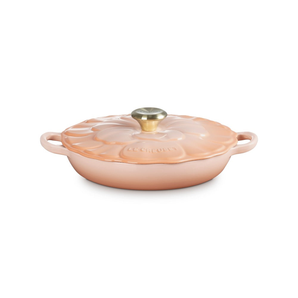 26 cm - Le Creuset Evolution Tegame Basso Rotondo Con Coperchio a Fiore In Ghisa Vetrificata