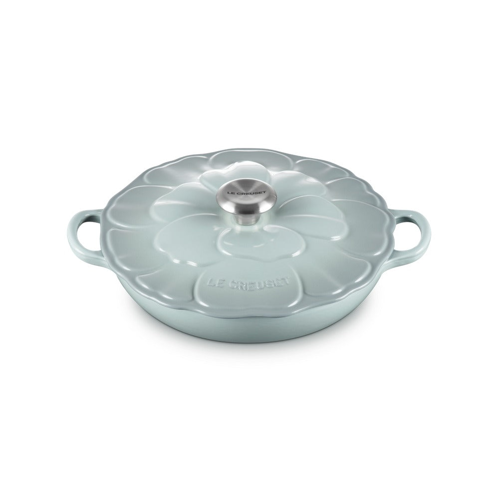 26 cm - Le Creuset Evolution Tegame Basso Rotondo Con Coperchio a Fiore In Ghisa Vetrificata
