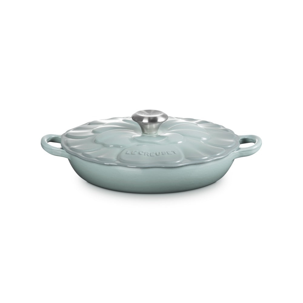 26 cm - Le Creuset Evolution Tegame Basso Rotondo Con Coperchio a Fiore In Ghisa Vetrificata