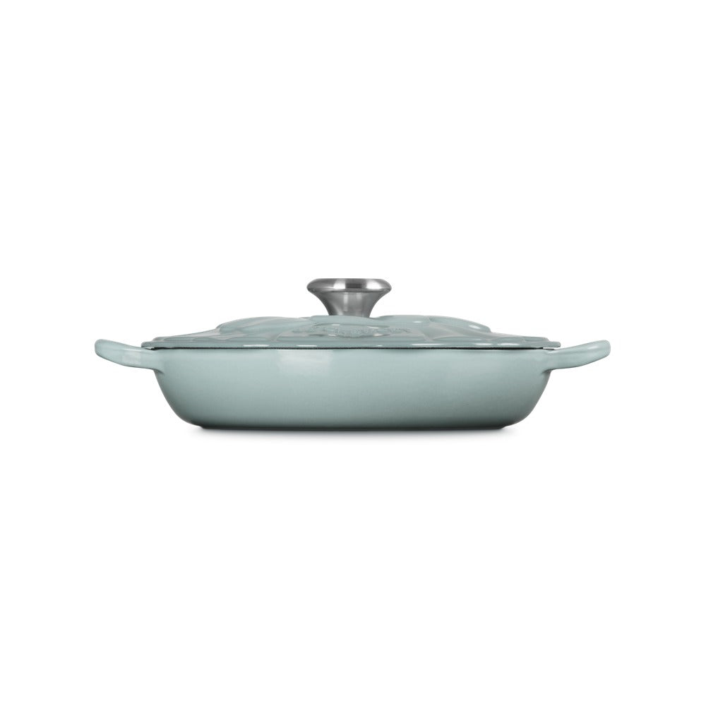 26 cm - Le Creuset Evolution Tegame Basso Rotondo Con Coperchio a Fiore In Ghisa Vetrificata