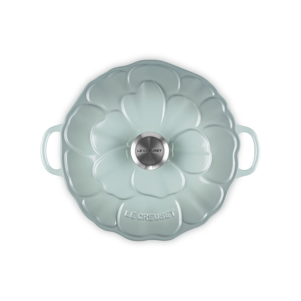 26 cm - Le Creuset Evolution Tegame Basso Rotondo Con Coperchio a Fiore In Ghisa Vetrificata