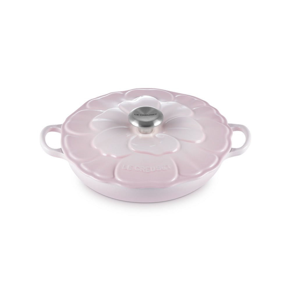 26 cm - Le Creuset Evolution Tegame Basso Rotondo Con Coperchio a Fiore In Ghisa Vetrificata