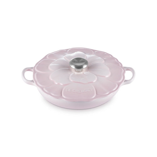 26 cm - Le Creuset Evolution Tegame Basso Rotondo Con Coperchio a Fiore In Ghisa Vetrificata
