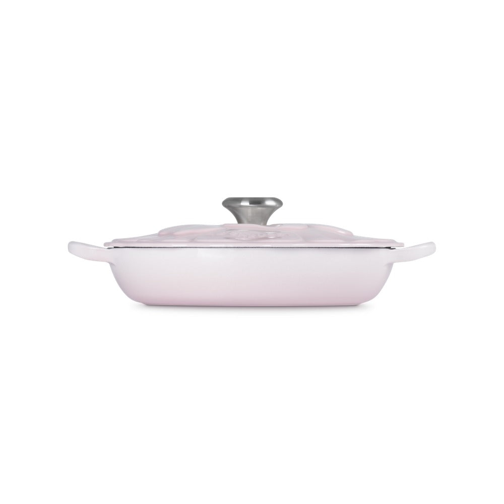 26 cm - Le Creuset Evolution Tegame Basso Rotondo Con Coperchio a Fiore In Ghisa Vetrificata
