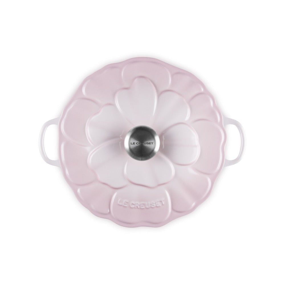 26 cm - Le Creuset Evolution Tegame Basso Rotondo Con Coperchio a Fiore In Ghisa Vetrificata