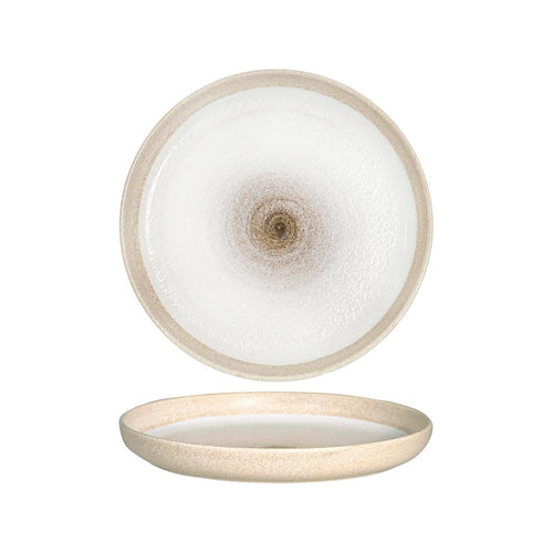 24 cm - Gemscape Sabbia Piatto Piano Bordo Nordico In Porcellana Set 3 Pz