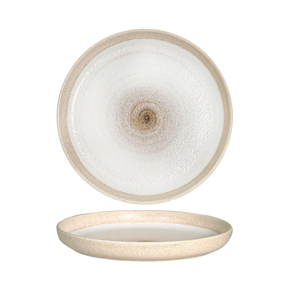 30 cm - Gemscape Sabbia Piatto Piano Bordo Nordico In Porcellana Set 2 Pz