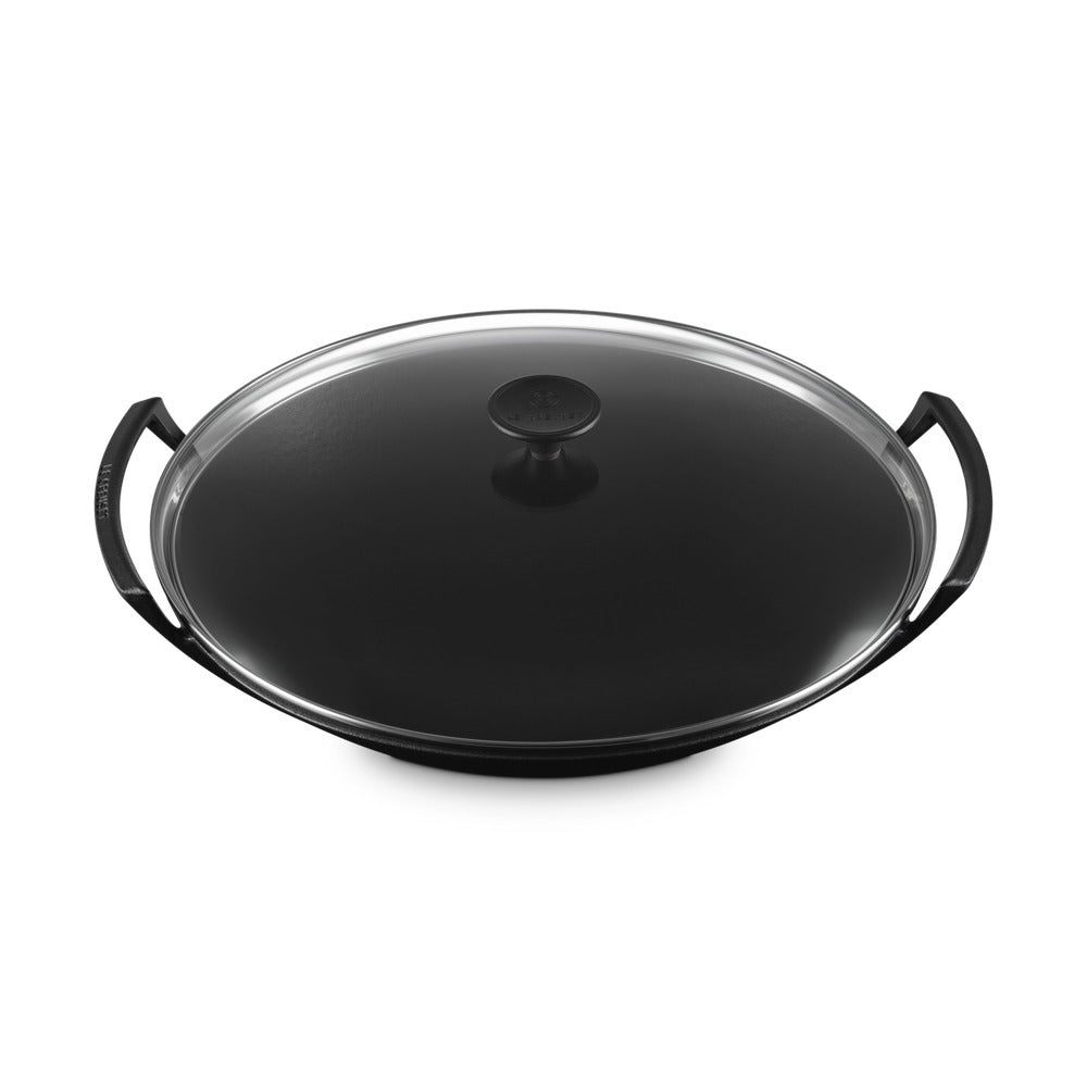36 cm - Le Creuset Forme Speciali Wok In Ghisa Vetrificata Con Coperchio In Vetro