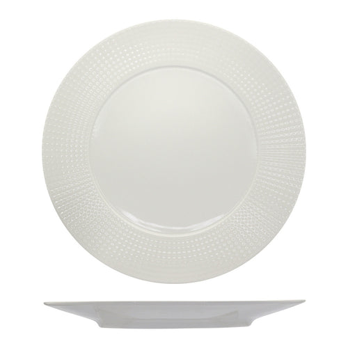 25 cm - Ariane Point Assiette Plate à Rebord En Porcelaine - Set 12 pièces