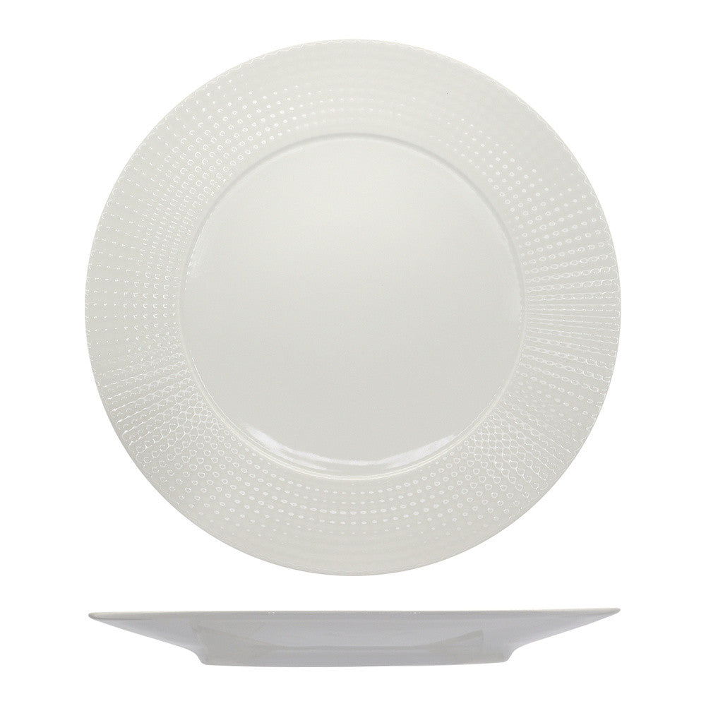 31 cm - Ariane Point Piatto Piano A Falda In Porcellana - Set 6 Pz
