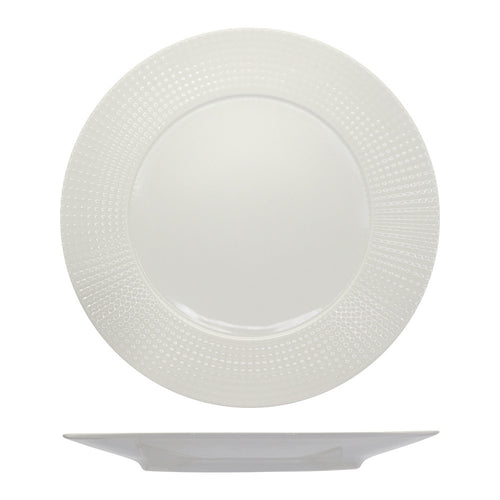 31 cm - Ariane Point Assiette plate à rebord en porcelaine - Set 6 pièces