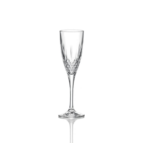 15.9 cl - RCR Cristalleria Italiana London Calice Flute In Vetro Cristallino Luxion Set 6 Pz