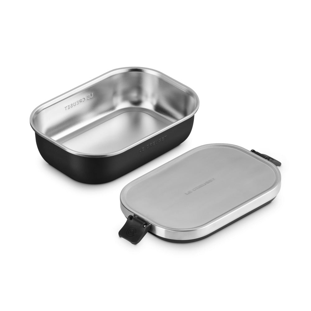 90 cl - Le Creuset On The Go Lunch Box Contenitore Per Alimenti Rettangolare In Acciaio Inox