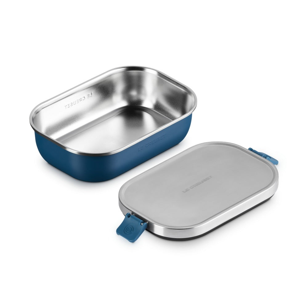 90 cl - Le Creuset On The Go Lunch Box Contenitore Per Alimenti Rettangolare In Acciaio Inox