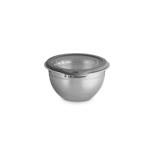 Le Creuset Acciaio Inox Ciotola per Impasto In Acciaio Inox Con Coperchio in Vetro e Bordo In Silicone