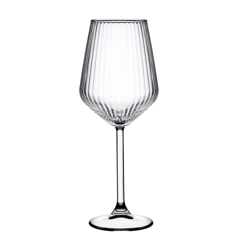 35 cl - Pasabahce Allegra Focus Calice Vino Bianco Effetto Ottico In Vetro - Set 6 Pz
