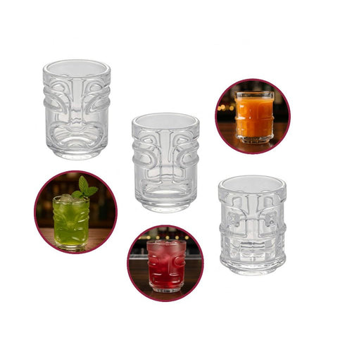 5 cl - Ilsa Tiki Maori Bicchieri Shot In Vetro Borosilicato - Set 3 Pz