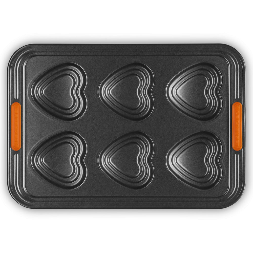 6 Forme - Le Creuset Cuore Stampo Muffin Antiaderente In Acciaio