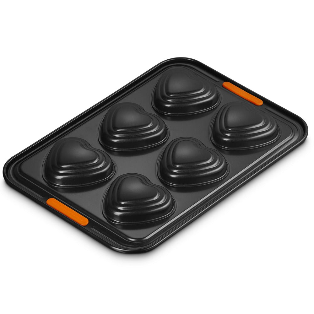 6 Forme - Le Creuset Cuore Stampo Muffin Antiaderente In Acciaio