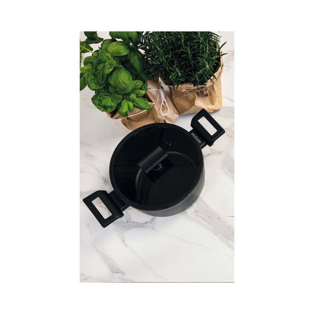 Sambonet Titan Pro Double Induction Coperchio In Vetro Con Bordo In Silicone