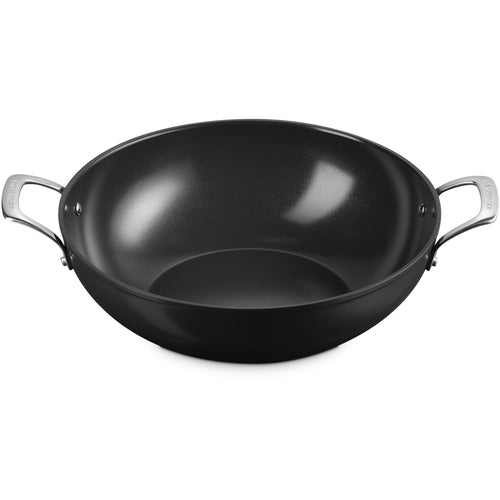 32 cm - Le Creuset Essential Wok Doppia Maniglia Con Rivestimento In Ceramica In Acciaio Inox