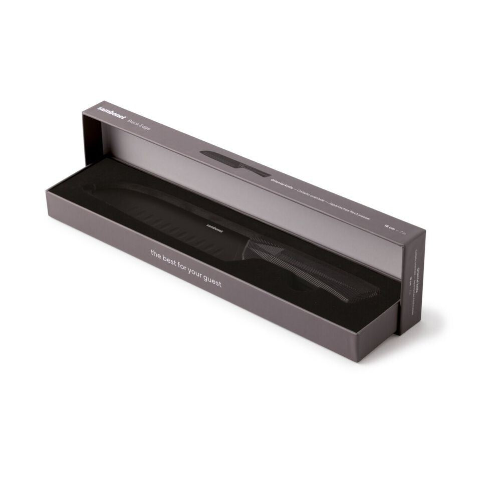 18 cm - Sambonet Black Edge Coltello Cucina Orientale In Acciaio Inox Manico In Nylon