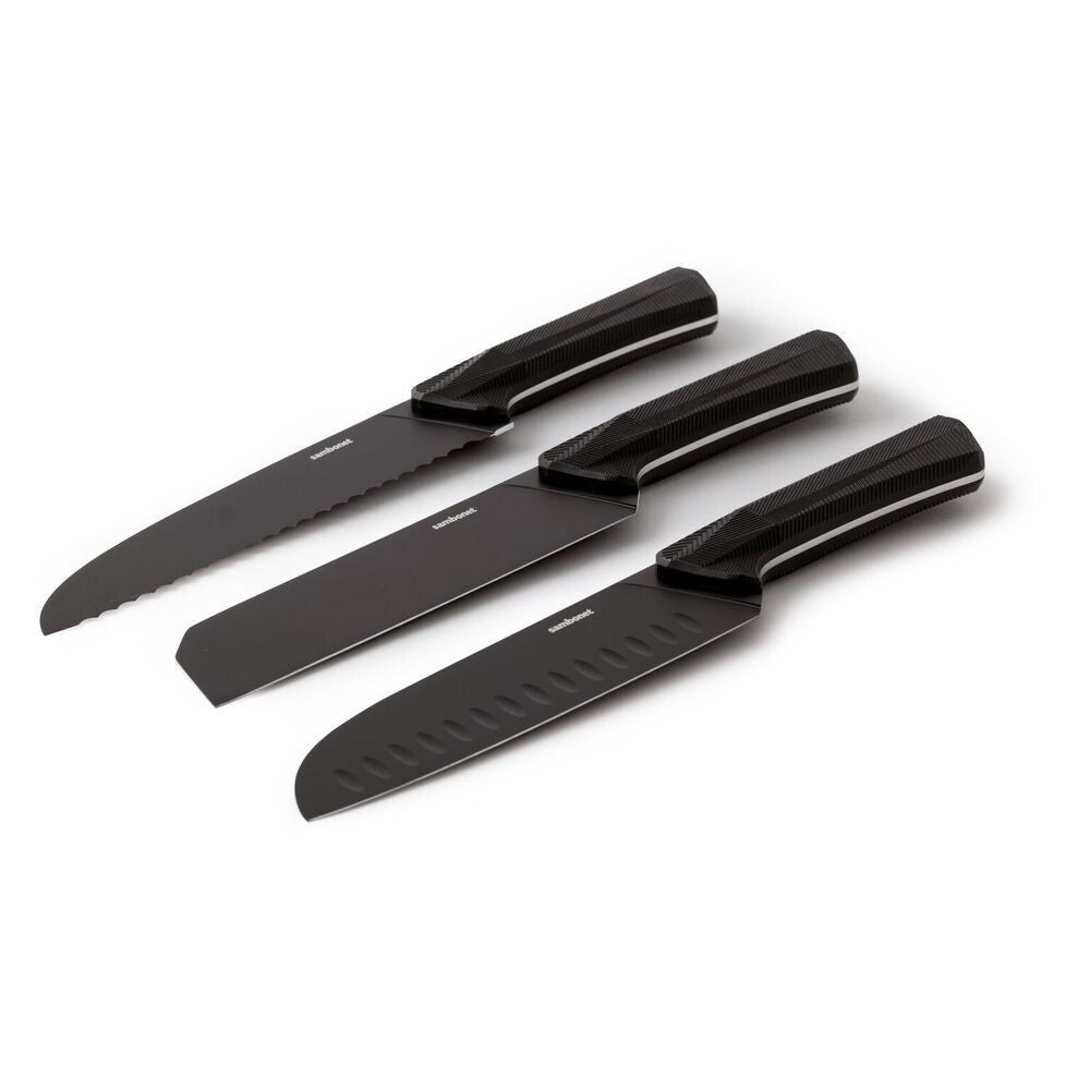 18 cm - Sambonet Black Edge Coltello Affetta Formaggio In Acciaio Inox Manico In Nylon